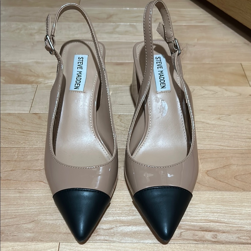 Steve Madden Women's Tan and Black Slingback Heels